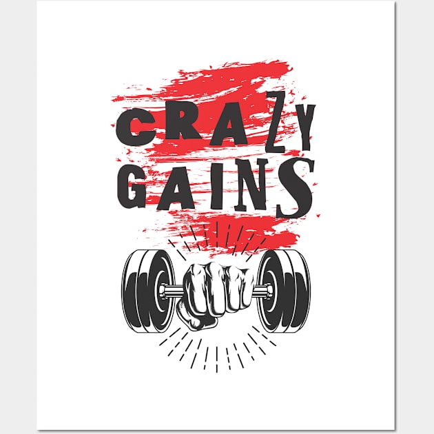 Crazy gains - Nothing beats the feeling of power that weightlifting, powerlifting and strength training it gives us! A beautiful vintage movie design representing body positivity! Wall Art by Crazy Collective